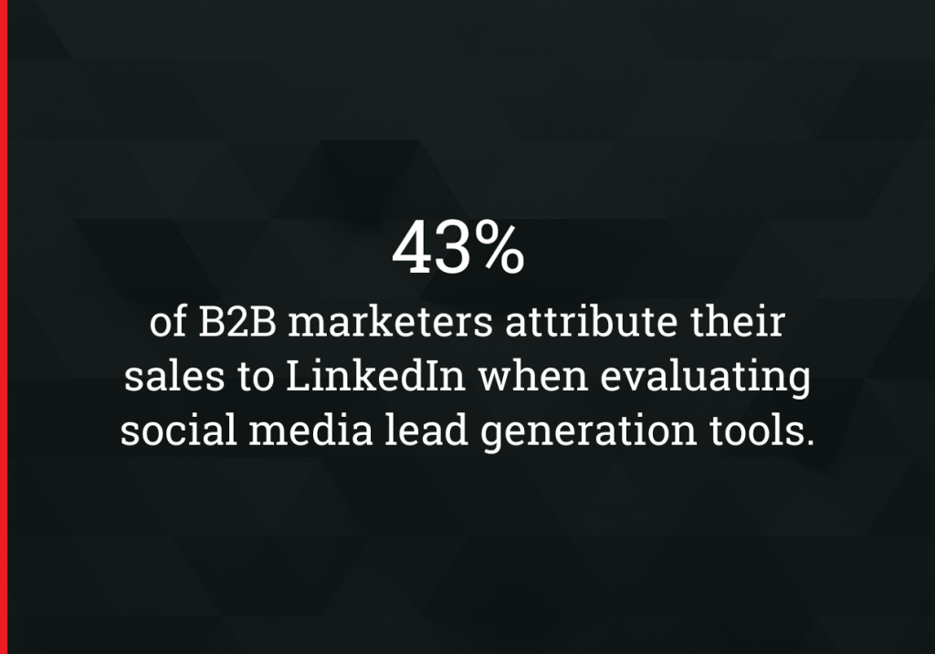 43% of B2B marketers attribute their sales to LinkedIn when evaluating social media lead generation tools